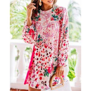 Shop the Mint Feeling Compelled Fuchsia Pink Mixed Print Dress A-line mini